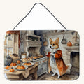 Hand-illustrated Corgi Fall Pumpkins Aluminum Sign