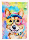 Hand-illustrated Corgi Hippie Dawg Garden Flag