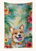 Hand-illustrated Corgi Luau Kitchen Towel
