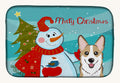 Hand-illustrated Corgi Snowman Dish Drying Mat