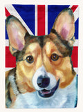 Hand-illustrated Corgi Union Jack House Flag
