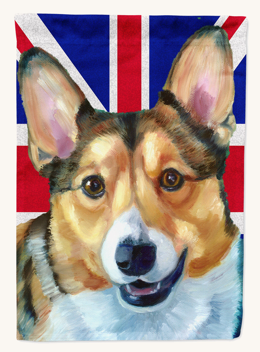 Hand-illustrated Corgi Union Jack House Flag