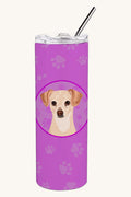 Hand-illustrated Cream Chihuahua Pink Stainless Steel Tumbler