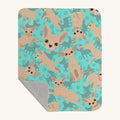 Hand-illustrated Cream Chihuahua Quilted Throw Blanket
