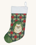 Hand-illustrated Pomeranian Christmas Poinsettia Stocking