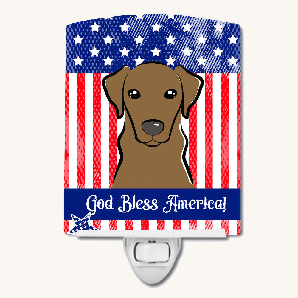 Hand-illustrated Dachshund American Flag Ceramic Night Light