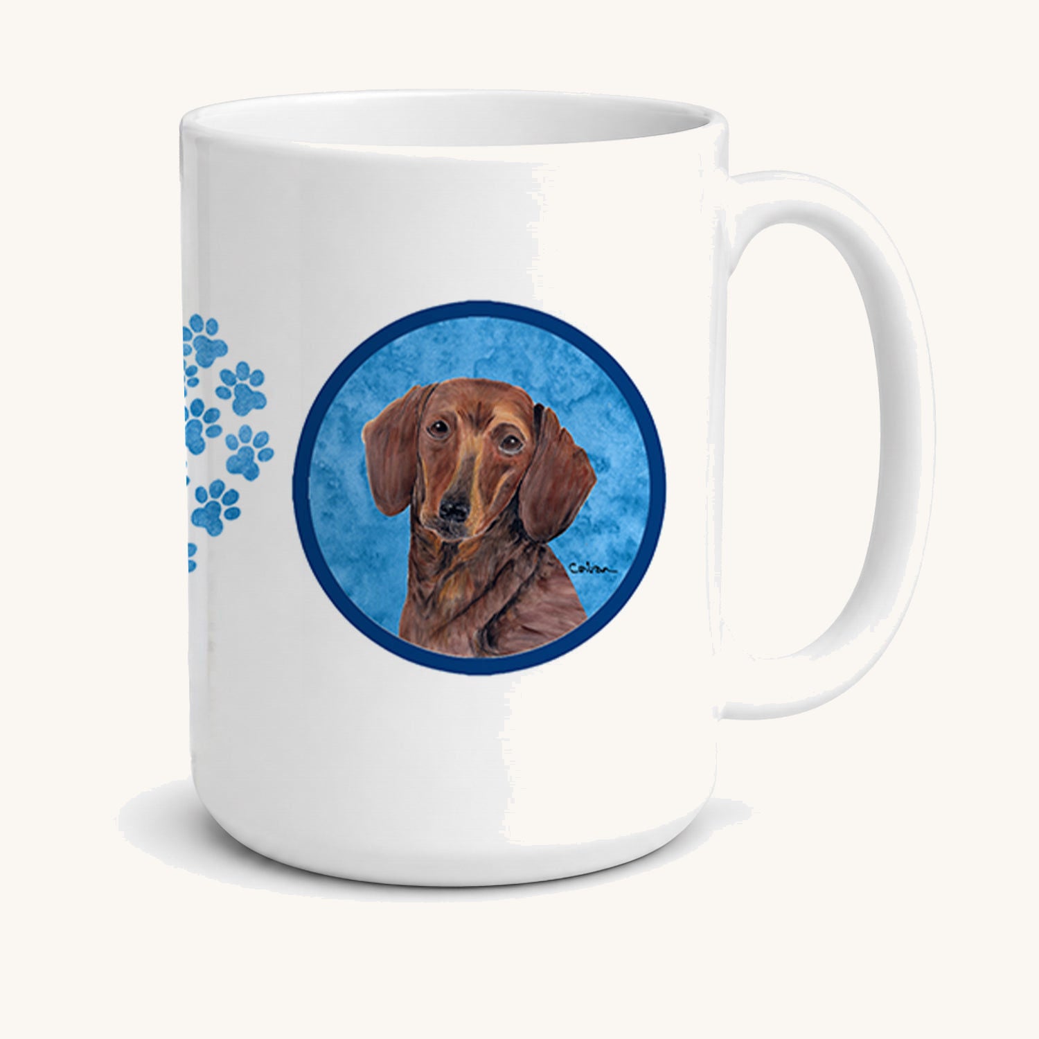 Hand-illustrated Dachshund Blue Ceramic Coffee Mug