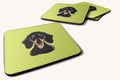 Hand-illustrated Dachshund Checkerboard Coaster Set