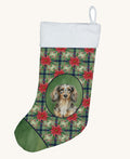 Hand-illustrated Dachshund Christmas Poinsettias Stocking