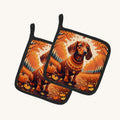 Hand-illustrated Dachshund Fall Pot Holders