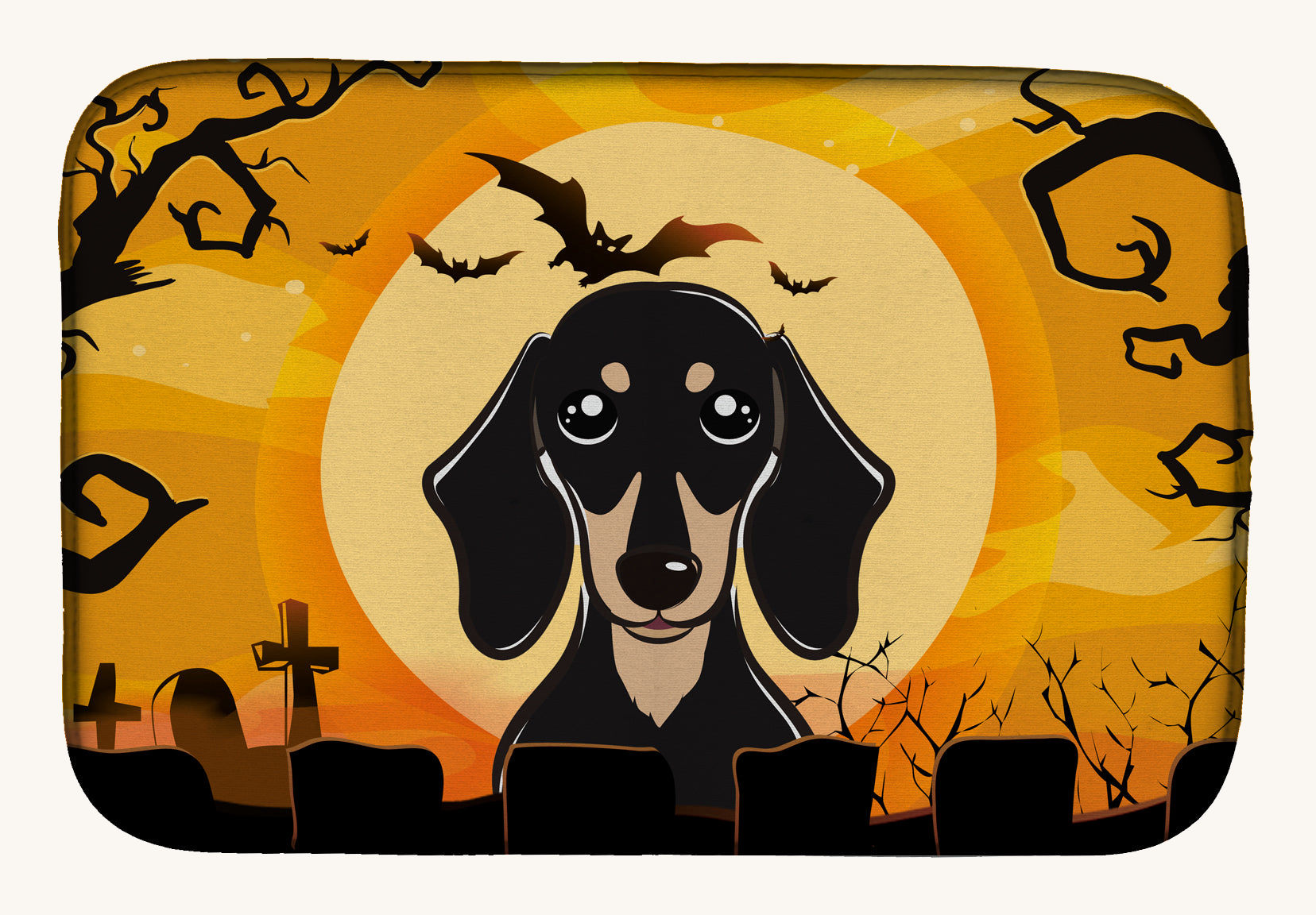 Dachshund Halloween Dish Drying Mat