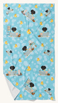 Hand-illustrated Dachshund in Bathtub Large Bath Towel