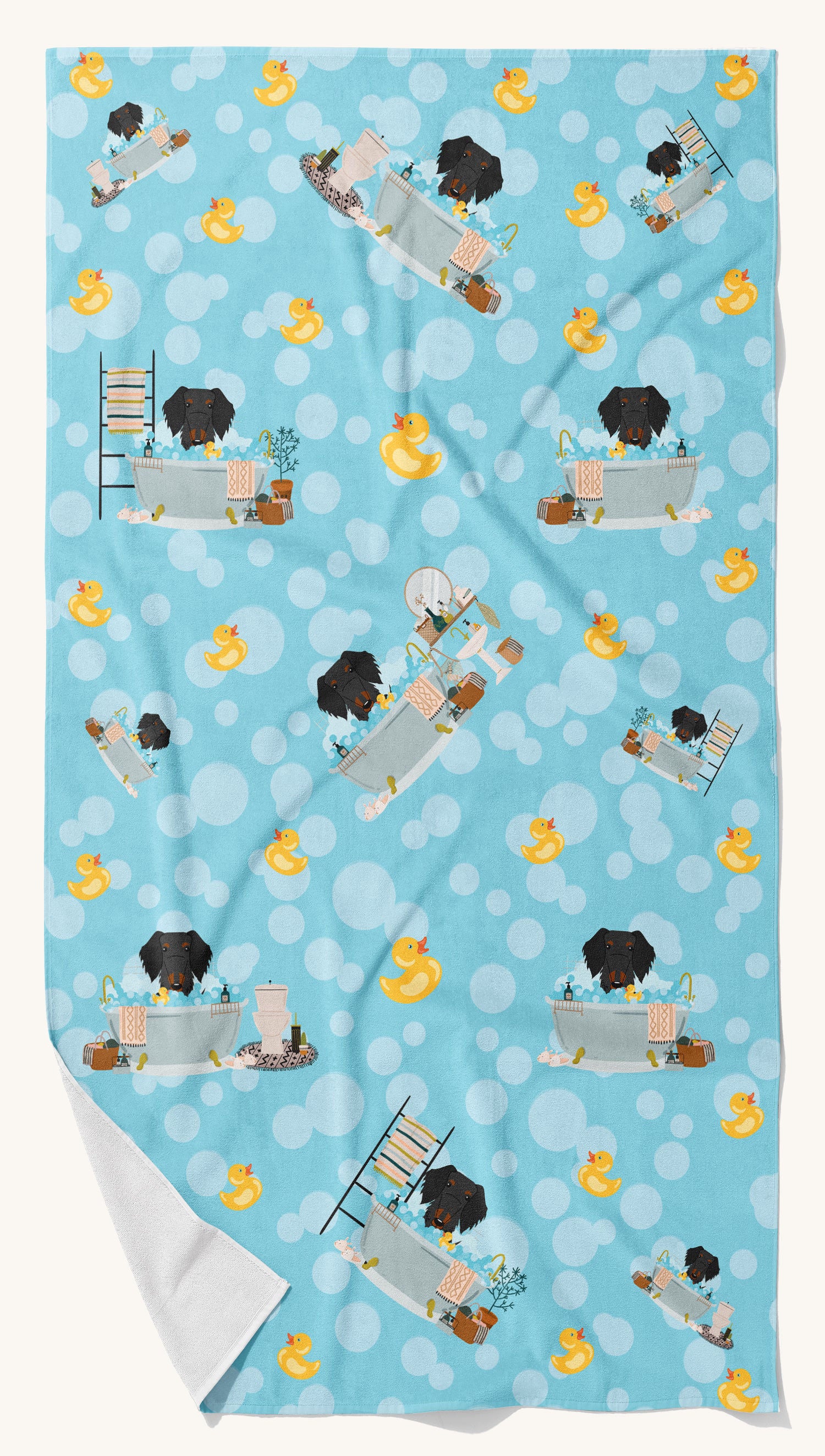 Dachshund in Bathtub Large Bath Towel