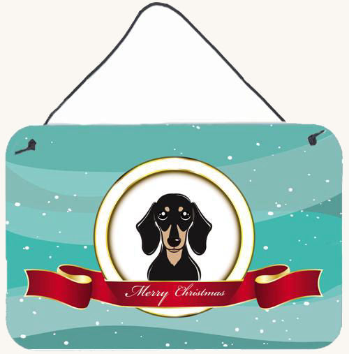 Hand-illustrated Dachshund Merry Christmas Aluminum Sign