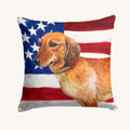 Hand-illustrated Dachshund Patriotic Throw Pillow