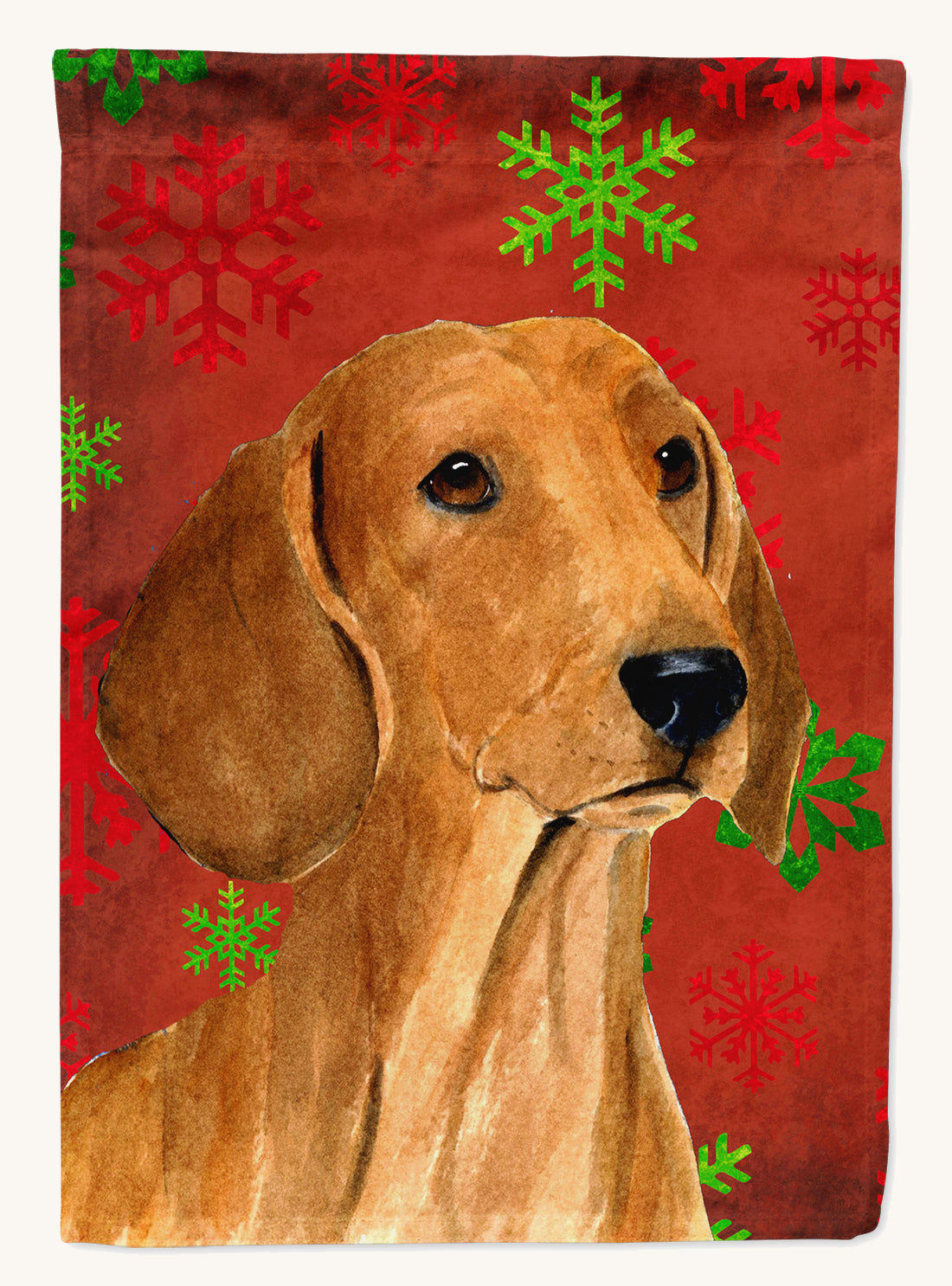 Hand-illustrated Dachshund Snowflake Holiday Canvas Wall Art