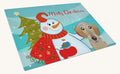 Hand-illustrated Dachshund Snowman Glass Cutting Board
