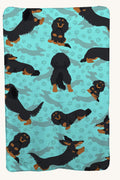 Hand-illustrated Dachshund Soft Travel Blanket with Bag