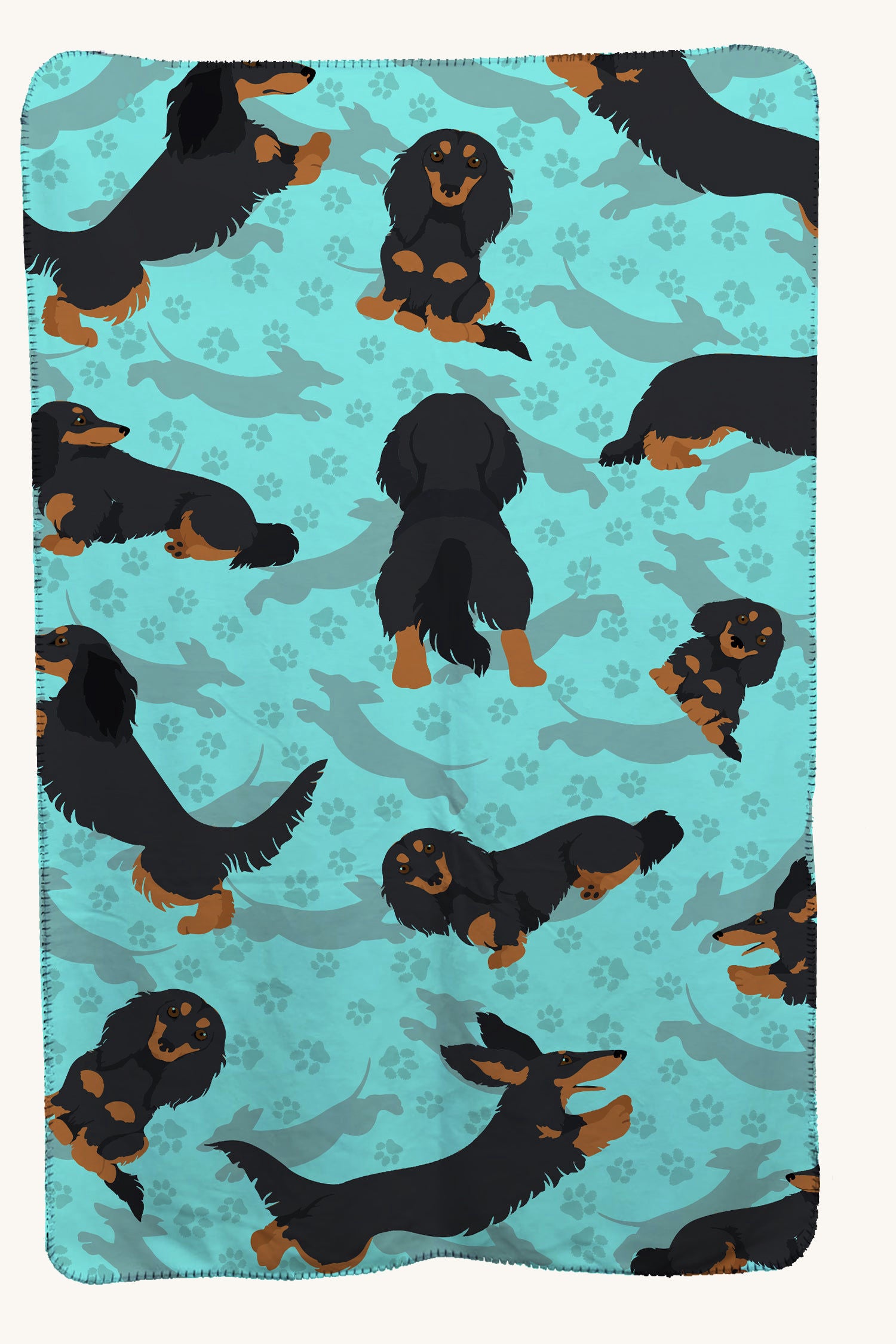Hand-illustrated Dachshund Soft Travel Blanket with Bag