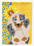 Hand-illustrated Dachshund Summer Sunflowers House Flag