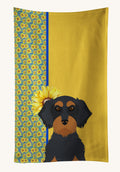 Hand-illustrated Dachshund Summer Sunflowers Kitchen Towel