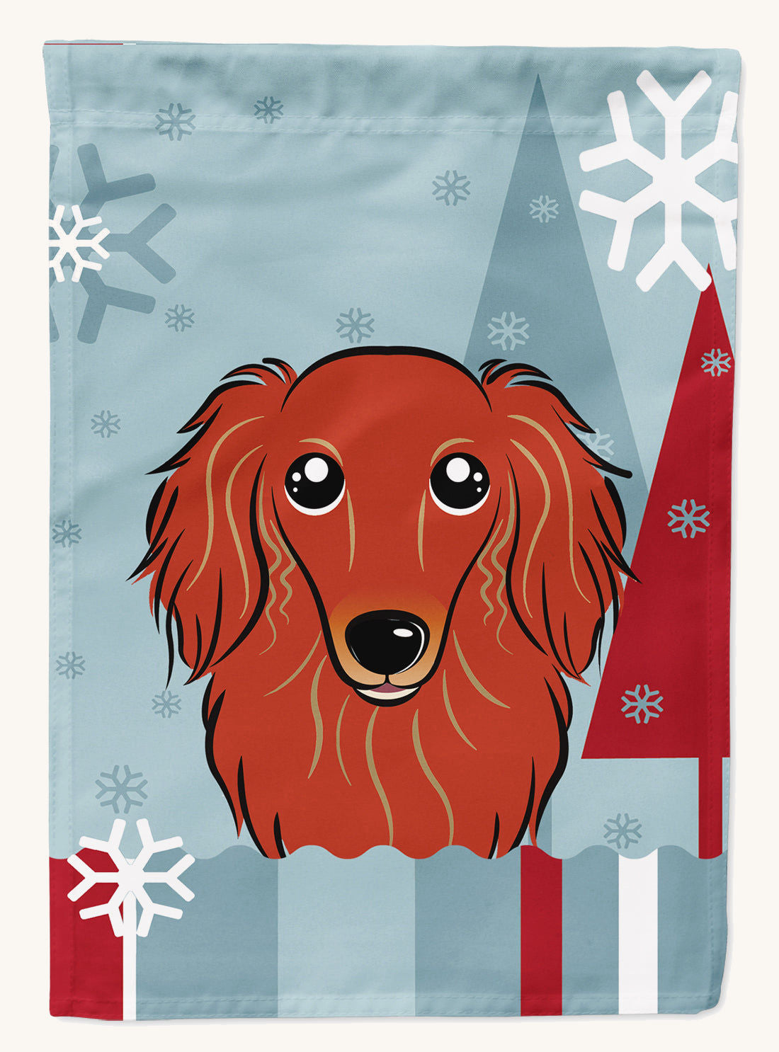 Hand-illustrated Dachshund Winter Holiday Garden Flag