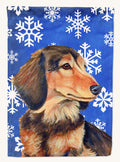 Hand-illustrated Dachshund Winter Snowflakes Garden Flag