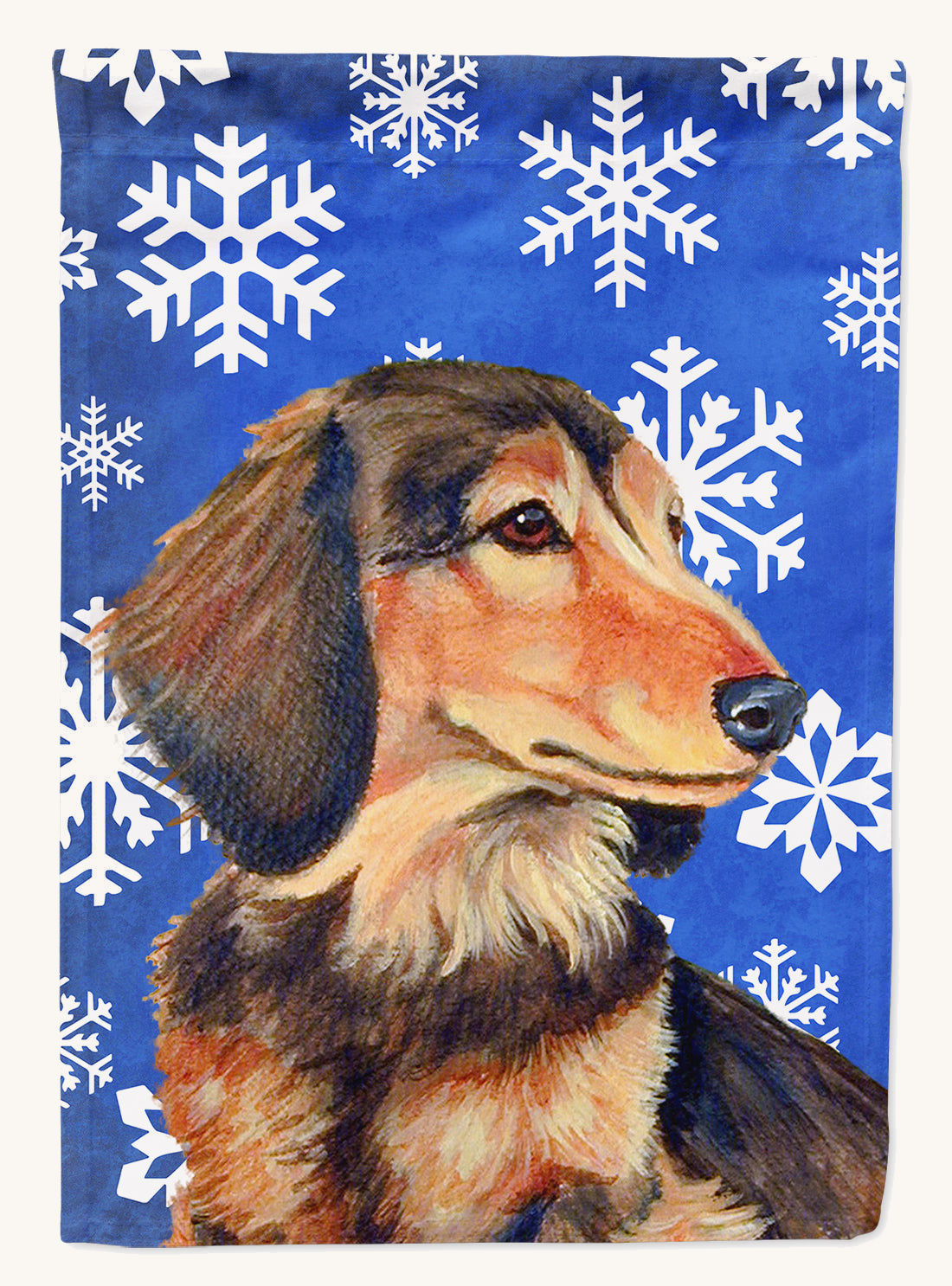 Hand-illustrated Dachshund Winter Snowflakes Garden Flag