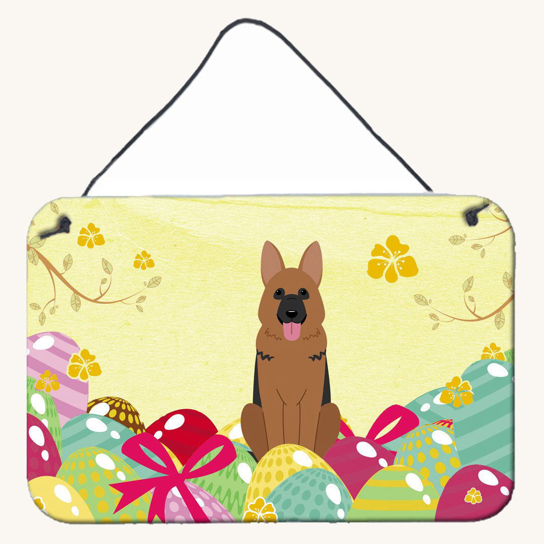 Hand-illustrated Easter Eggs German Shepherd Aluminum Wall Sign