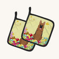 Hand-illustrated Easter Eggs German Shepherd Pot Holders