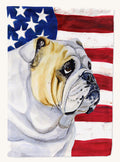 Hand-illustrated English Bulldog American Flag House Flag