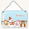 Hand-illustrated English Bulldog Christmas Carolers Aluminum Sign