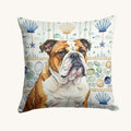 Hand-illustrated English Bulldog Coastal Sea Glass Throw Pillow