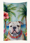 Hand-illustrated English Bulldog Luau Kitchen Towel