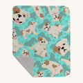 Hand-illustrated English Bulldog Piebald Quilted Blanket