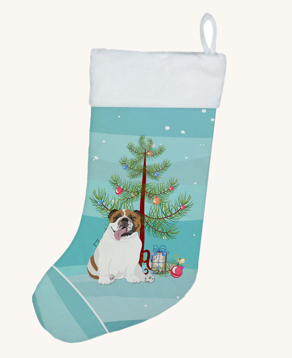 Hand-illustrated English Bulldog Tricolor Christmas Stocking