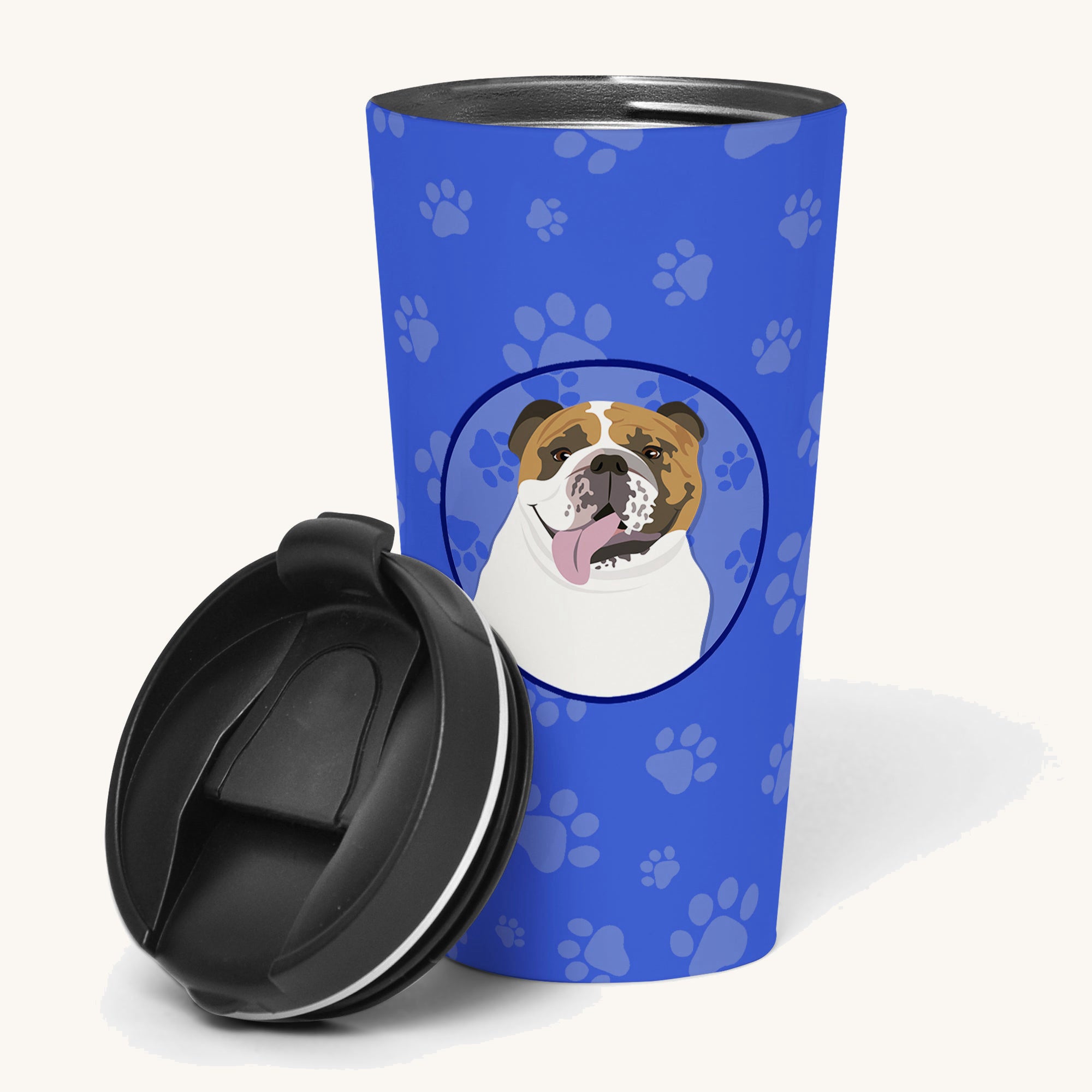 Hand-illustrated English Bulldog Tricolor Stainless Steel Tumbler