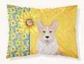 Hand-illustrated Fawn Cardigan Corgi Summer Sunflowers Pillowcase