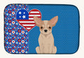Hand-illustrated Fawn Chihuahua American Flag Dish Drying Mat