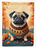 Hand-illustrated Fawn Pug Fall House Flag
