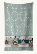 Hand-illustrated Fawn Pug in the Kitchen Towel