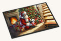 Hand-illustrated French Bulldog and Santa Claus Doormat