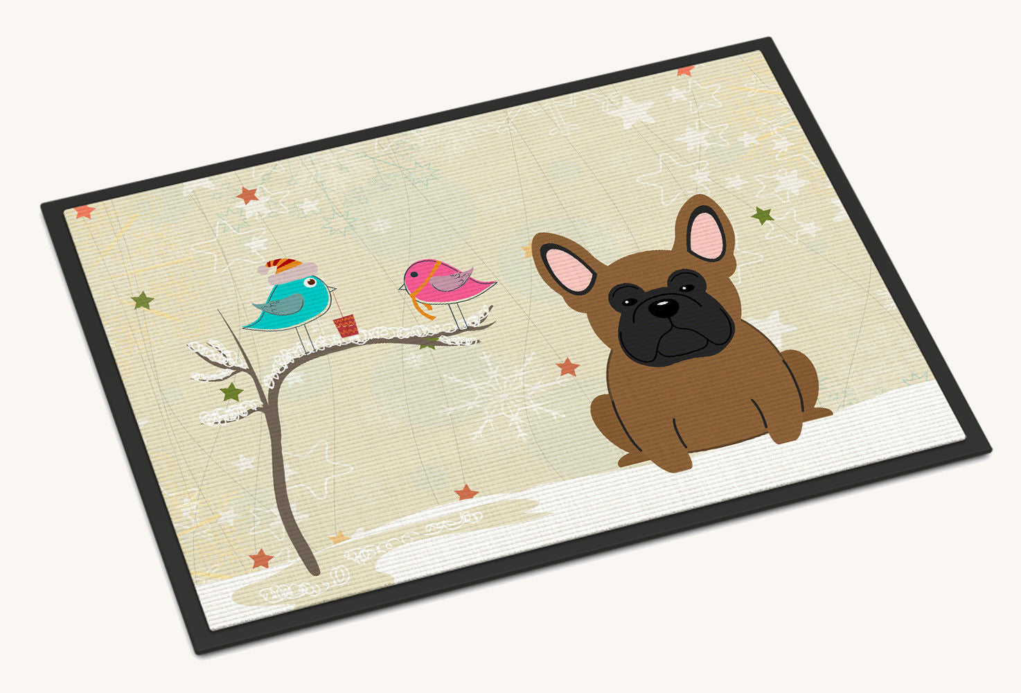 Hand-illustrated French Bulldog Between Friends Doormat