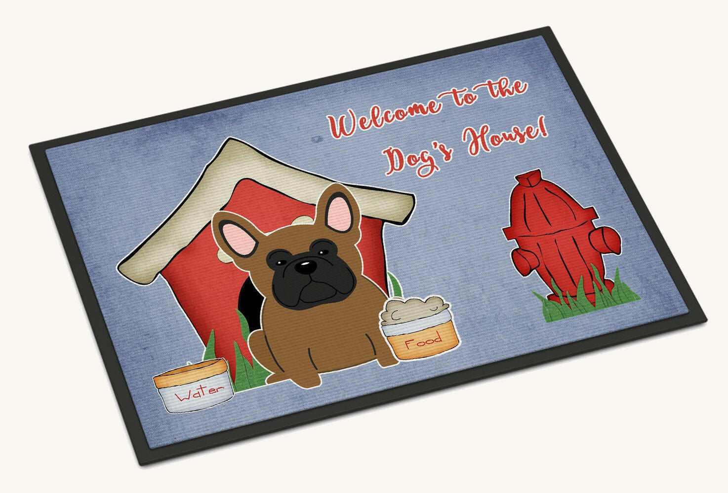 Hand-illustrated French Bulldog Brown Doormat