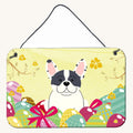 Hand-illustrated French Bulldog Easter Eggs Metal Sign