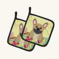 Hand-illustrated French Bulldog Easter Eggs Pot Holder Set