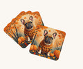 Hand-illustrated French Bulldog Fall Coaster Set