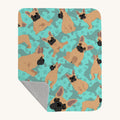 Hand-illustrated French Bulldog Fawn Quilted Throw Blanket