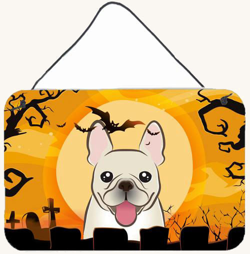 Hand-illustrated French Bulldog Halloween Metal Sign