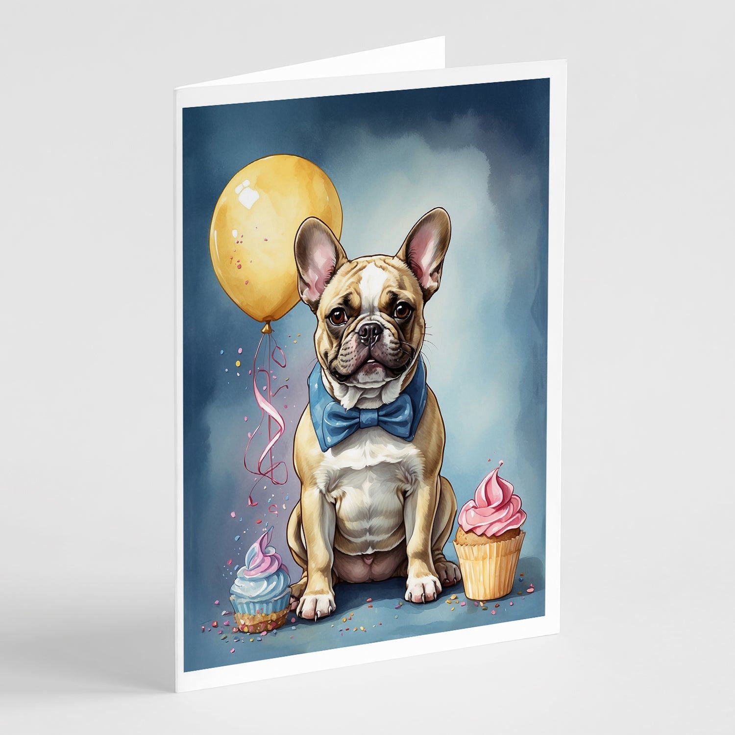 Hand-illustrated French Bulldog Happy Birthday Greeting Cards